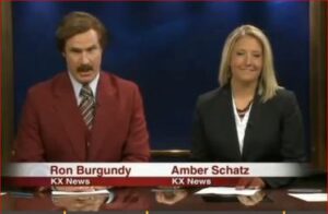 ‘Ron Burgundy’ made a guest appearance on a local news program somewhere in a small town in North Dakota.